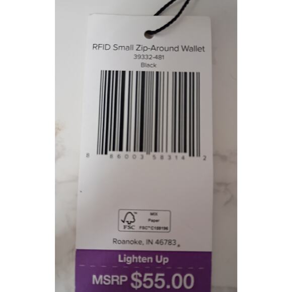 VERA BRADLEY RFID Black Zip Around Small Wallet with Bag Charms - NEW - Picture 5 of 5